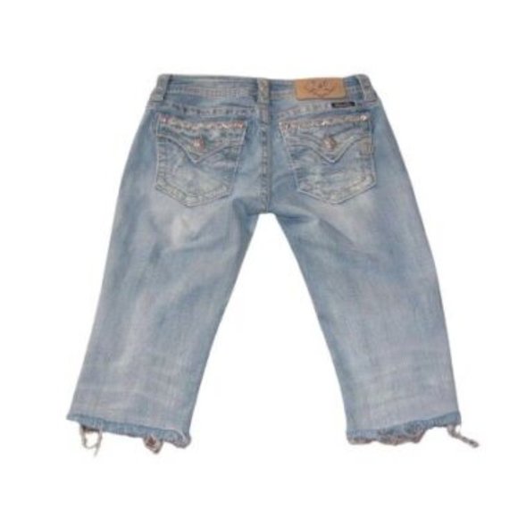 Miss Me jeans Size 28 Signature Crop thick stitch denim distressed destroyed - Picture 1 of 12